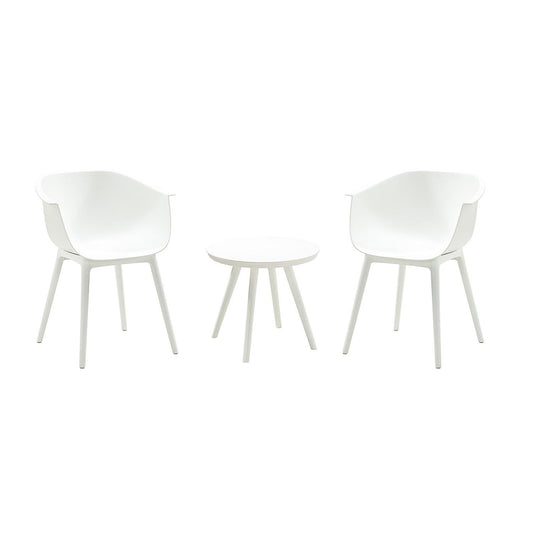 Solid White Contempo Outdoor Chairs and Table Set - AFS