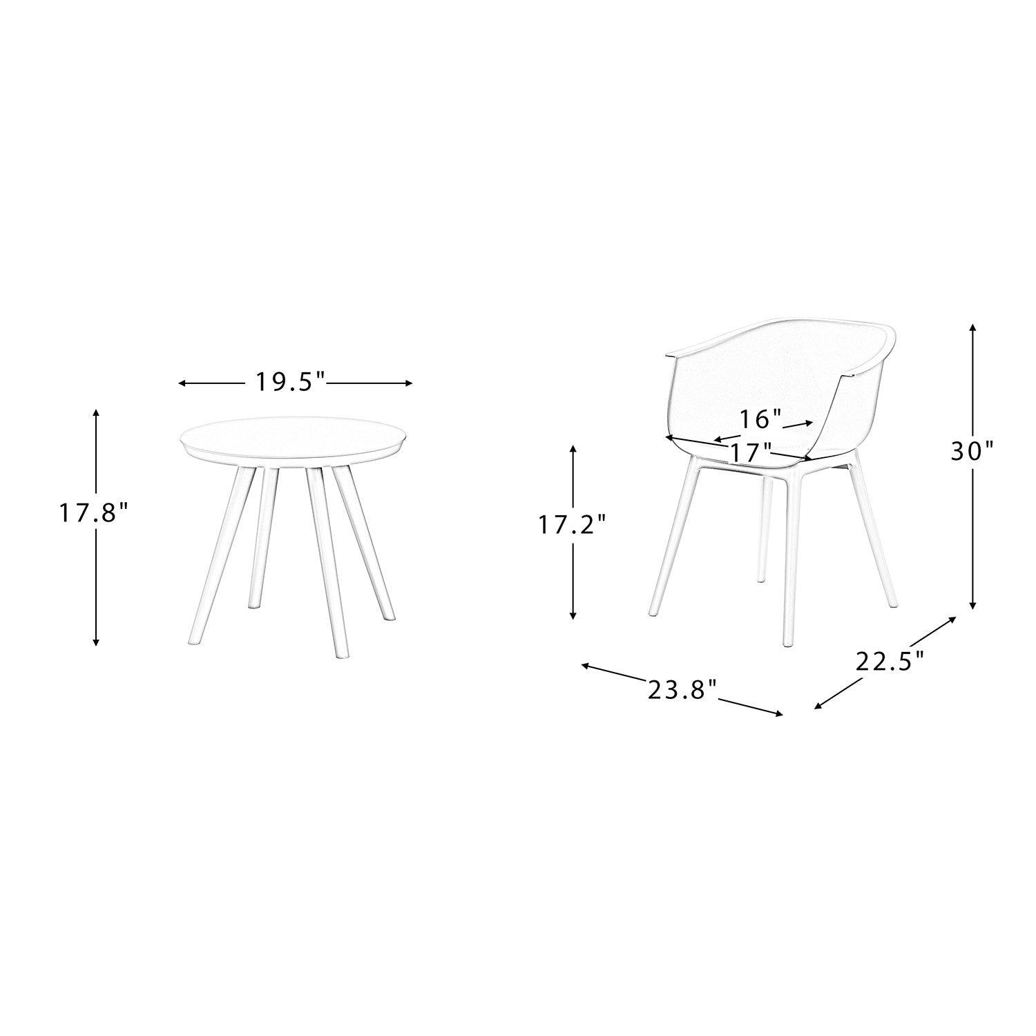 Solid White Contempo Outdoor Chairs and Table Set - AFS