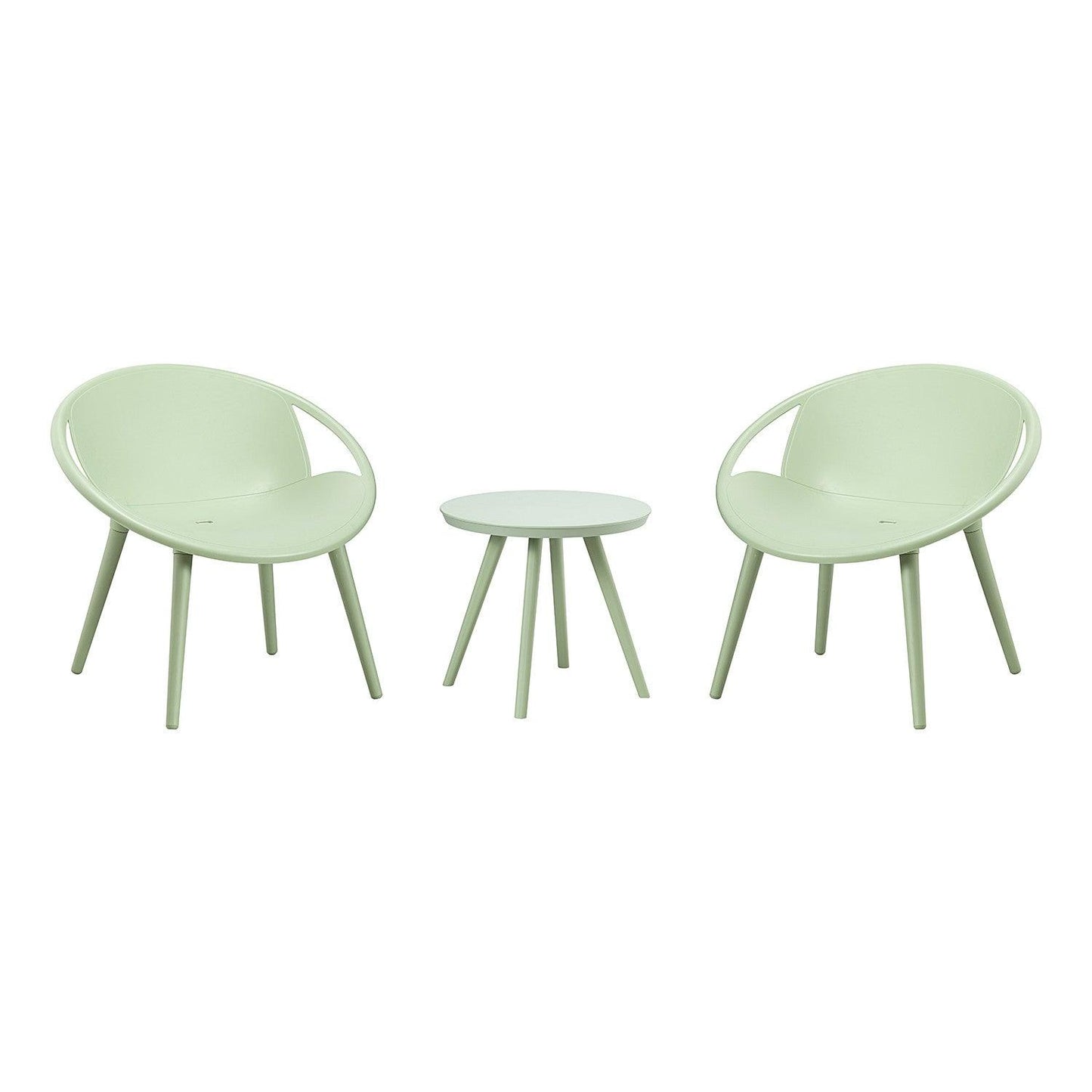 Solid Pale Green Saucer Outdoor Chairs and Table Set - AFS