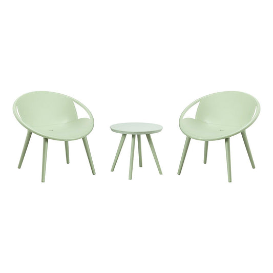 Solid Pale Green Saucer Outdoor Chairs and Table Set - AFS