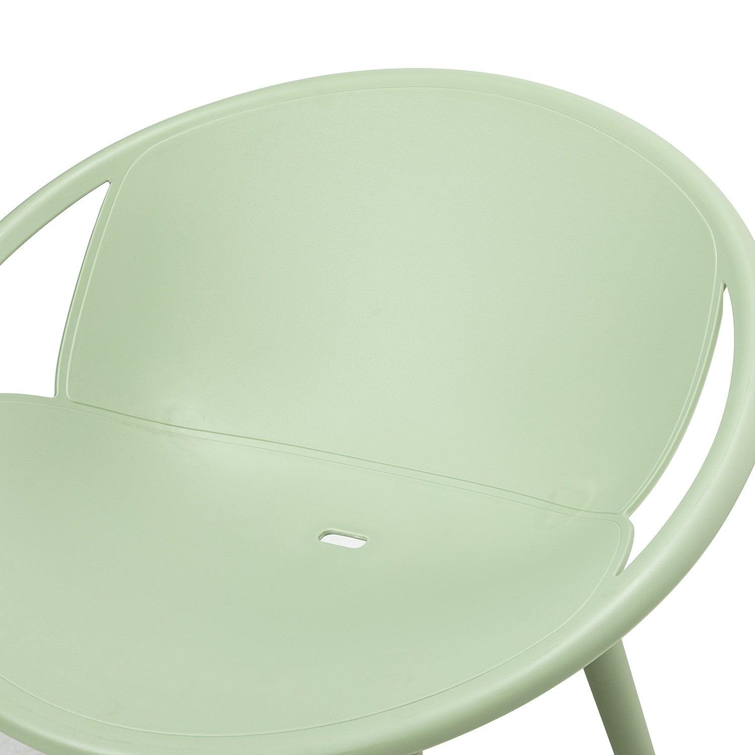 Solid Pale Green Saucer Outdoor Chairs and Table Set - AFS