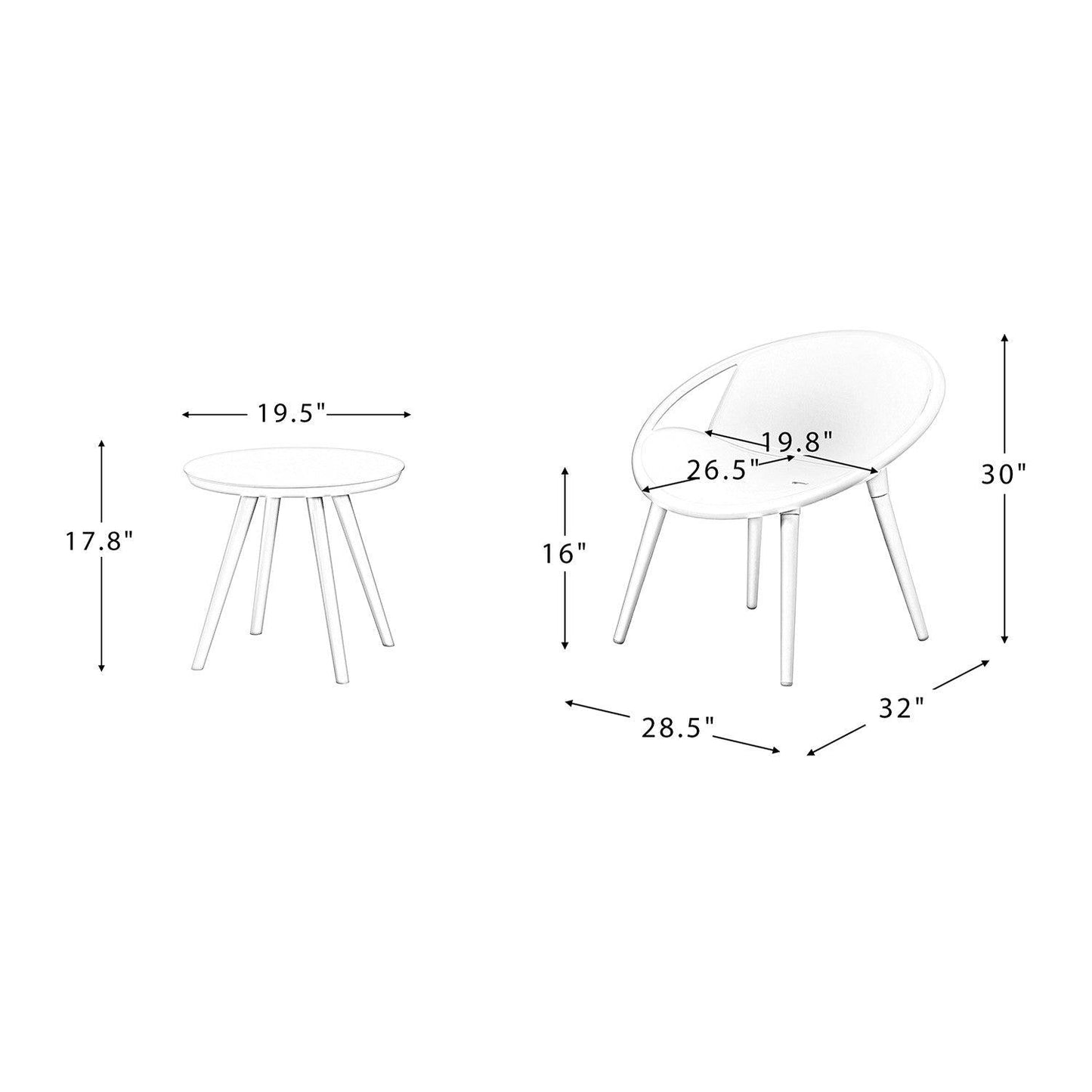 Solid Pale Green Saucer Outdoor Chairs and Table Set - AFS