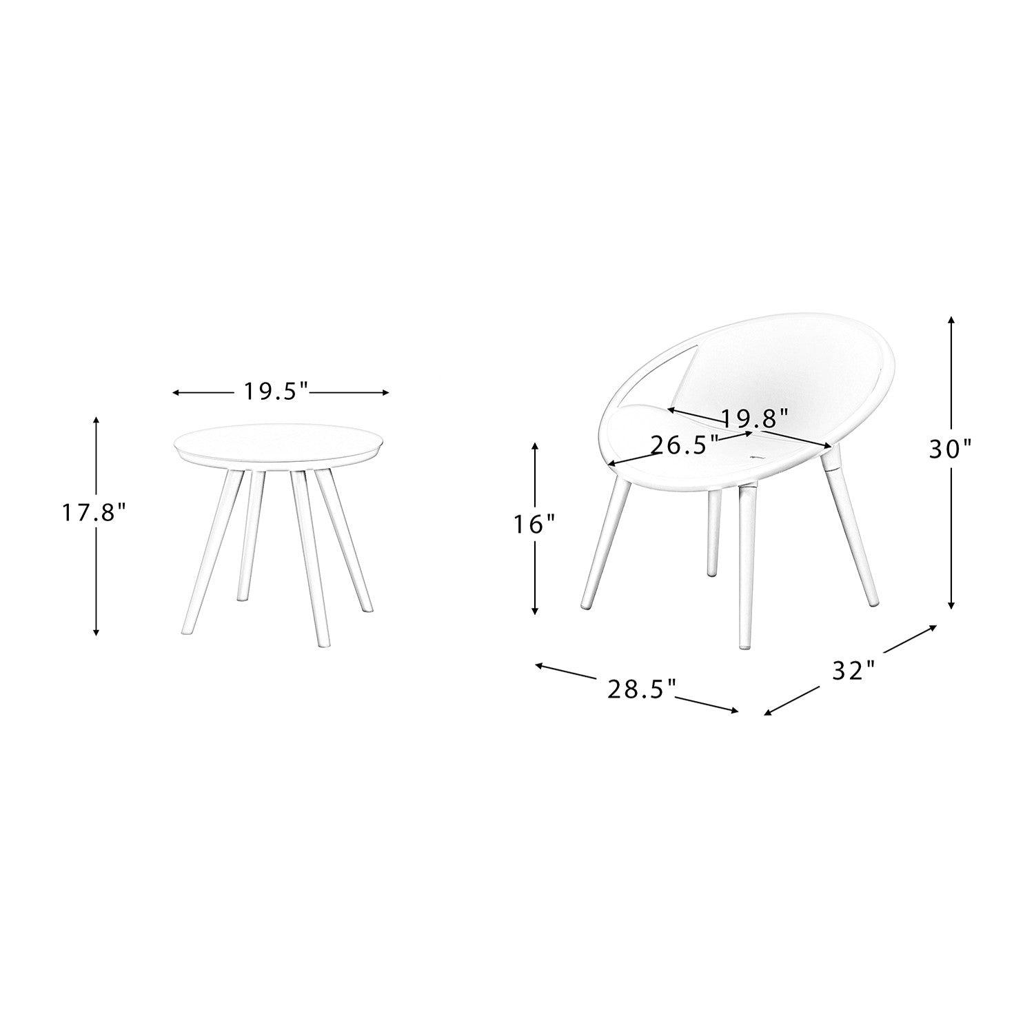 Solid Pale Green Saucer Outdoor Chairs and Table Set - AFS