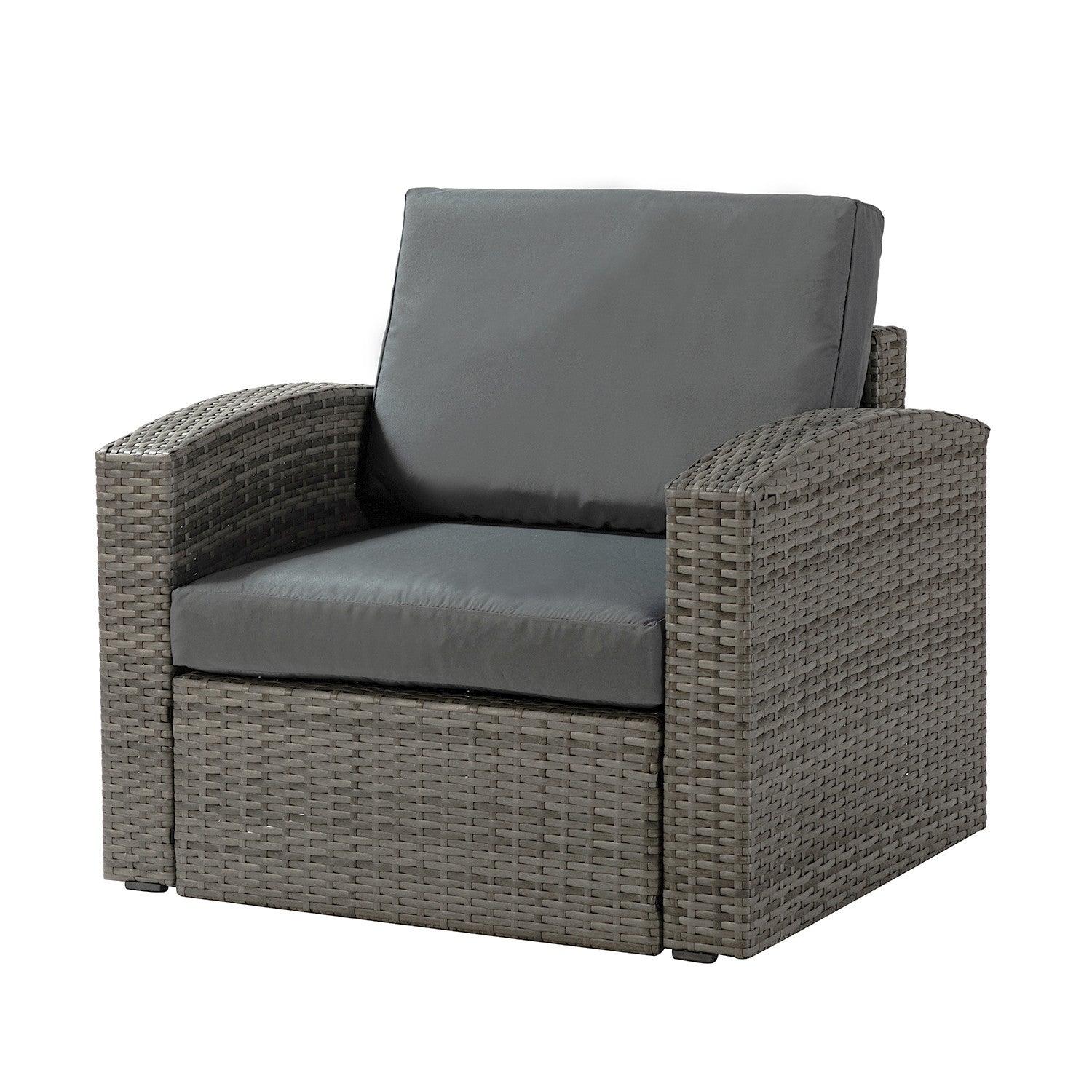 Brown Faux Rattan and Dark Gray Outdoor Sectional Sofa and Table Set - AFS