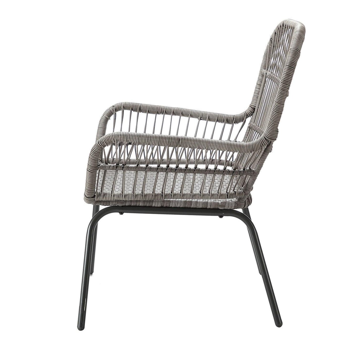 Gray Faux Rattan and Creamsicle Stripe Outdoor Chair and Table Set - AFS