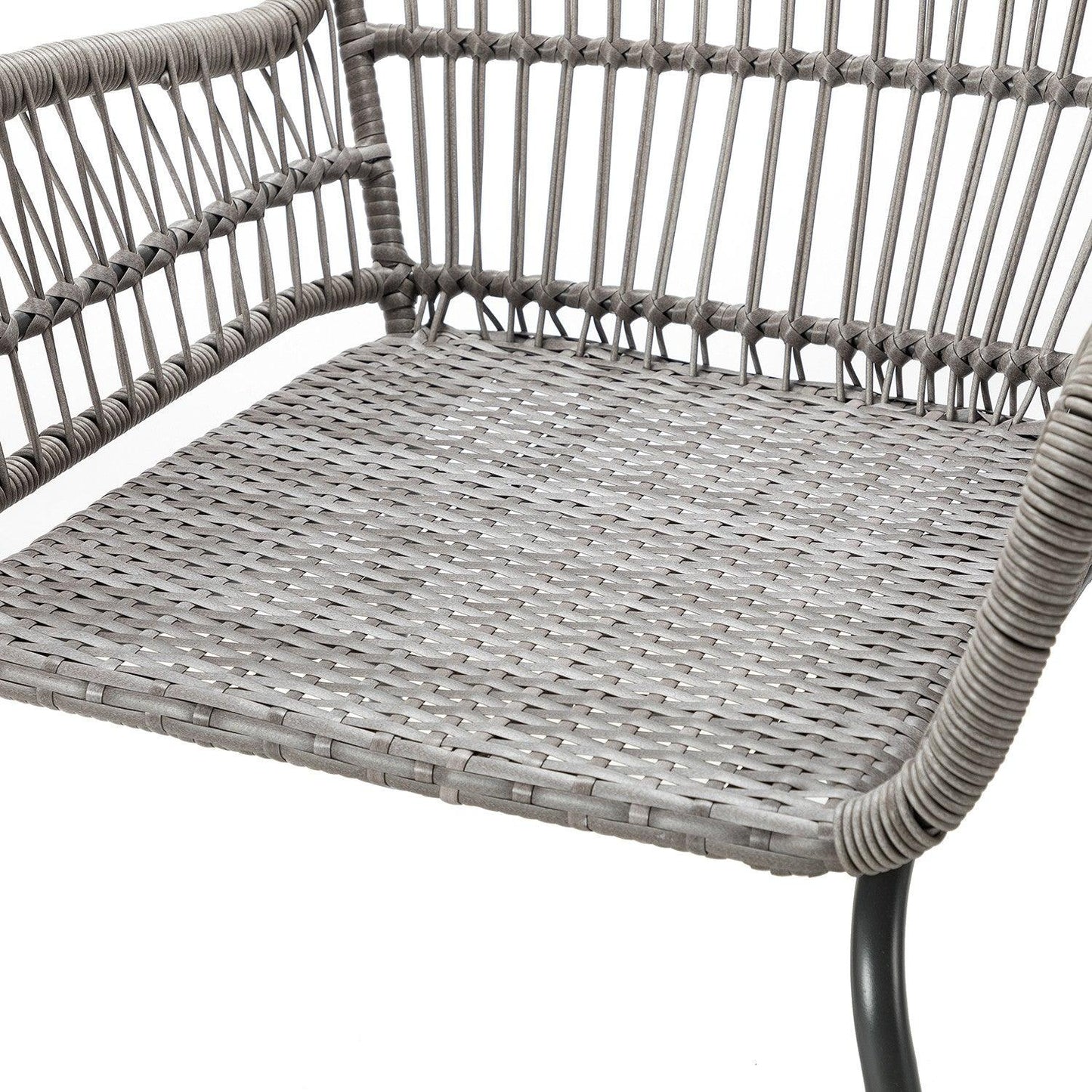 Gray Faux Rattan and Navy Stripe Outdoor Chair and Table Set - AFS