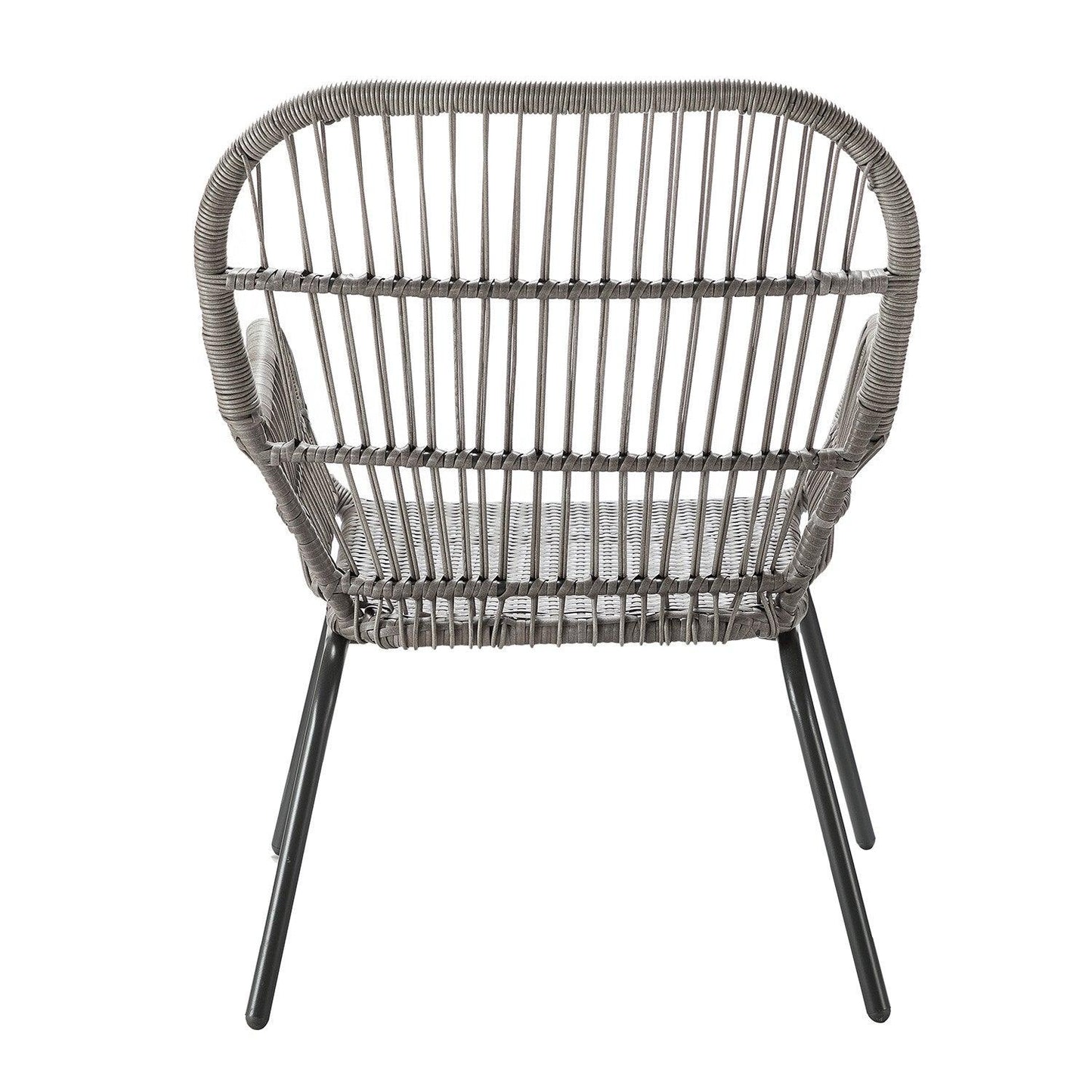 Gray Faux Rattan and Navy Stripe Outdoor Chair and Table Set - AFS