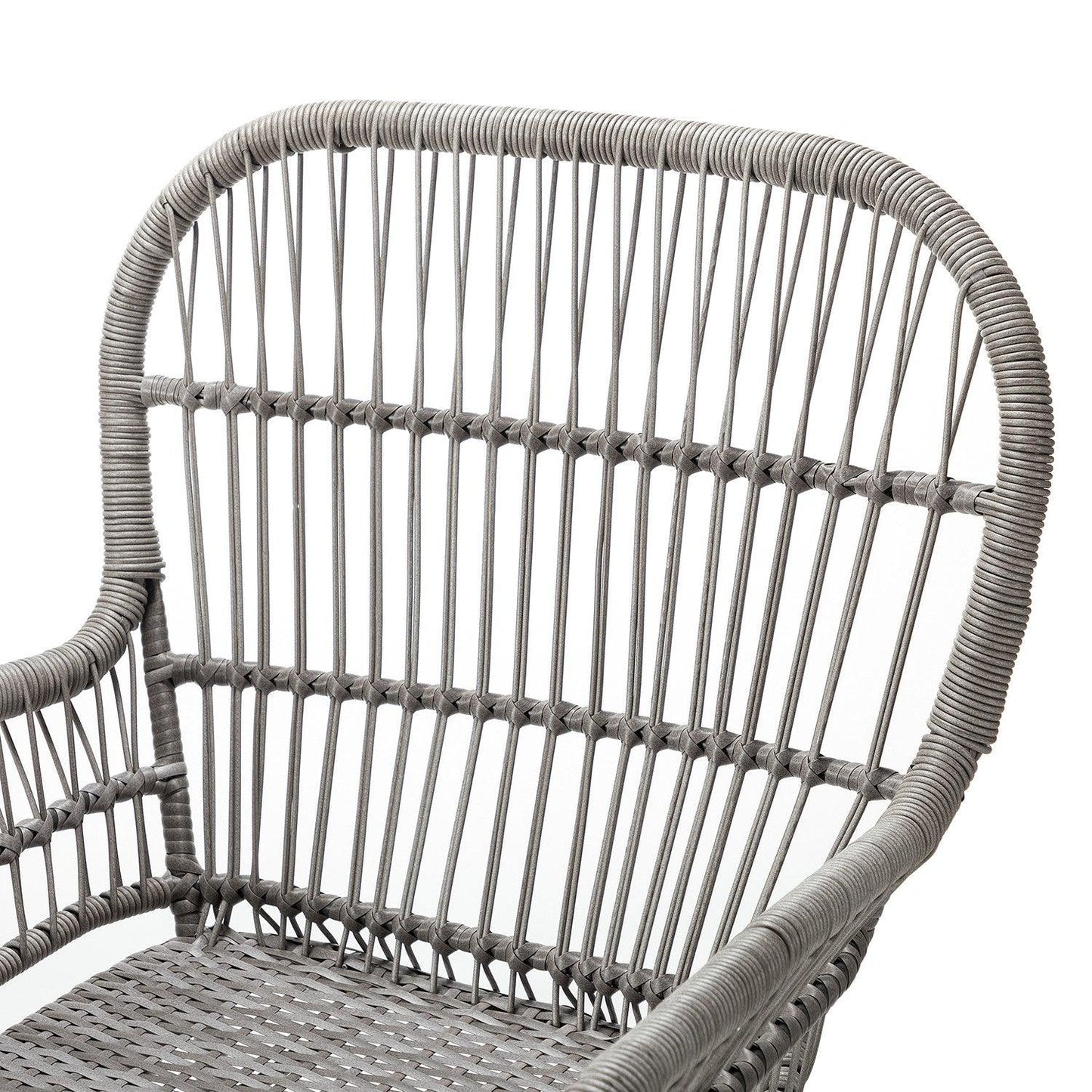 Gray Faux Rattan and Navy Stripe Outdoor Chair and Table Set - AFS