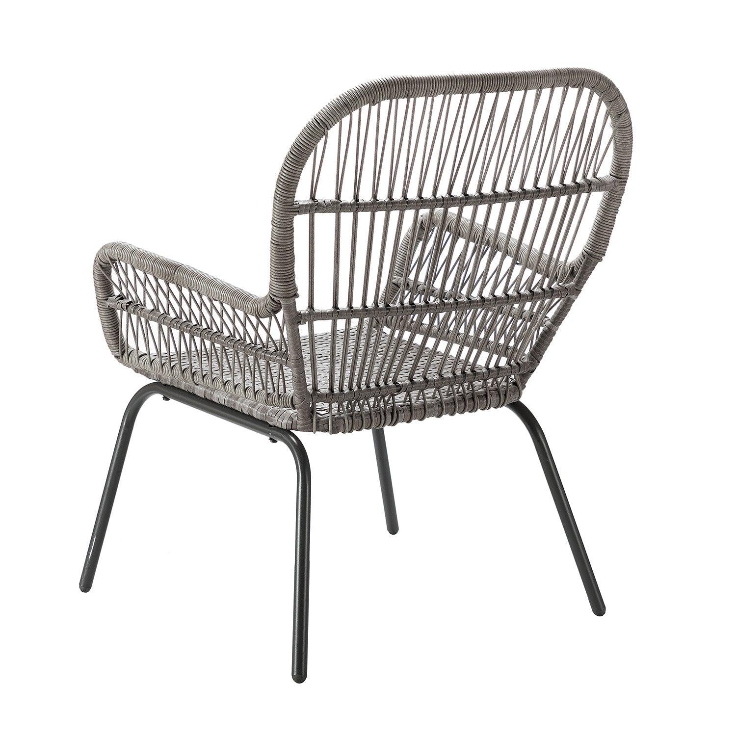 Gray Faux Rattan and Slate Blue Outdoor Chair and Table Set - AFS