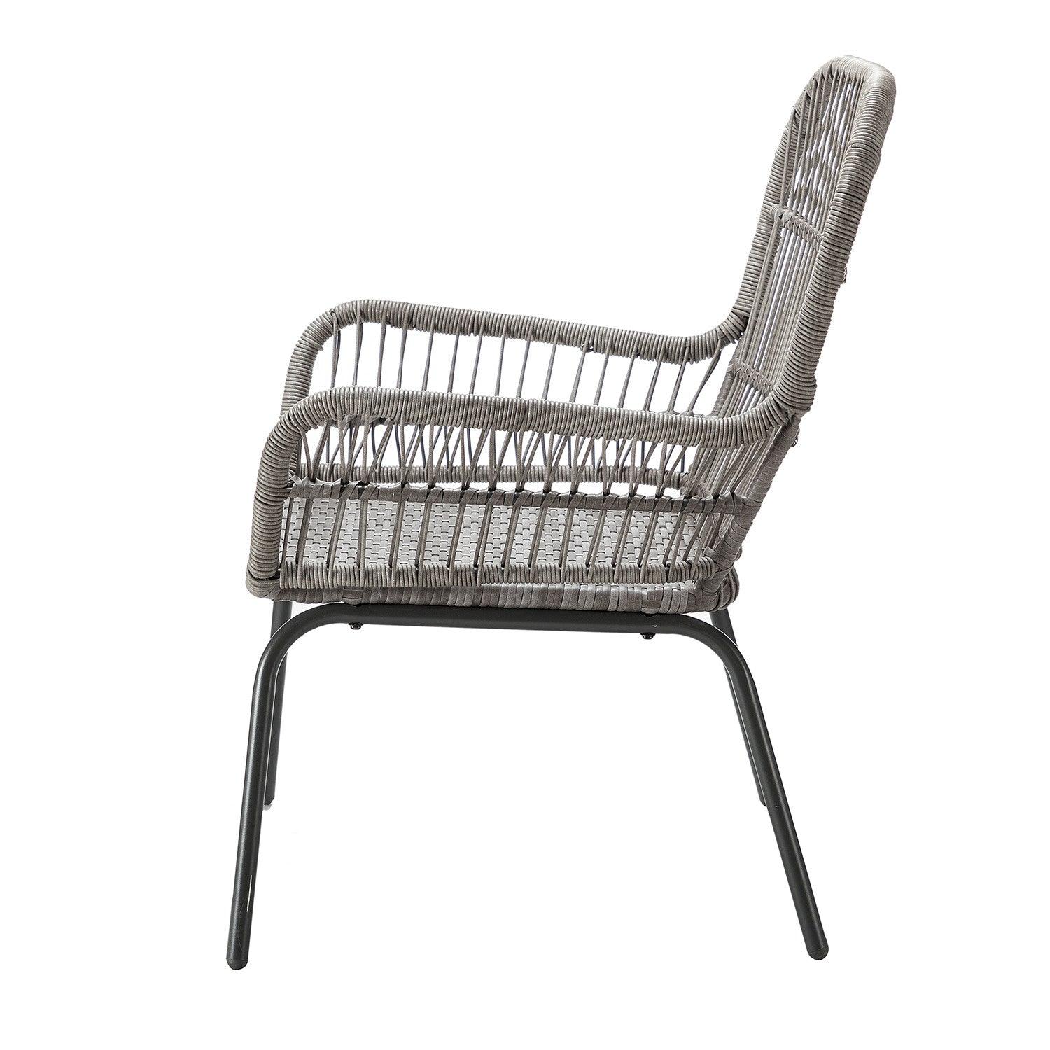 Gray Faux Rattan and Slate Blue Outdoor Chair and Table Set - AFS