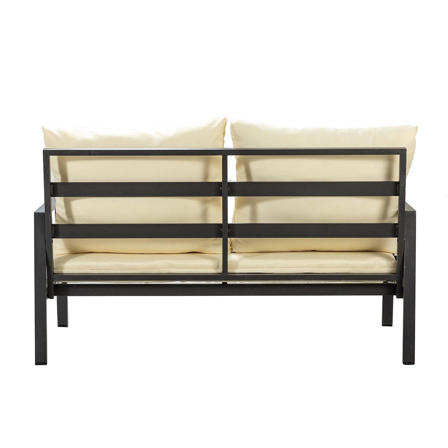 Black Lines and Ivory Outdoor Sofa Seating and Table Set - AFS