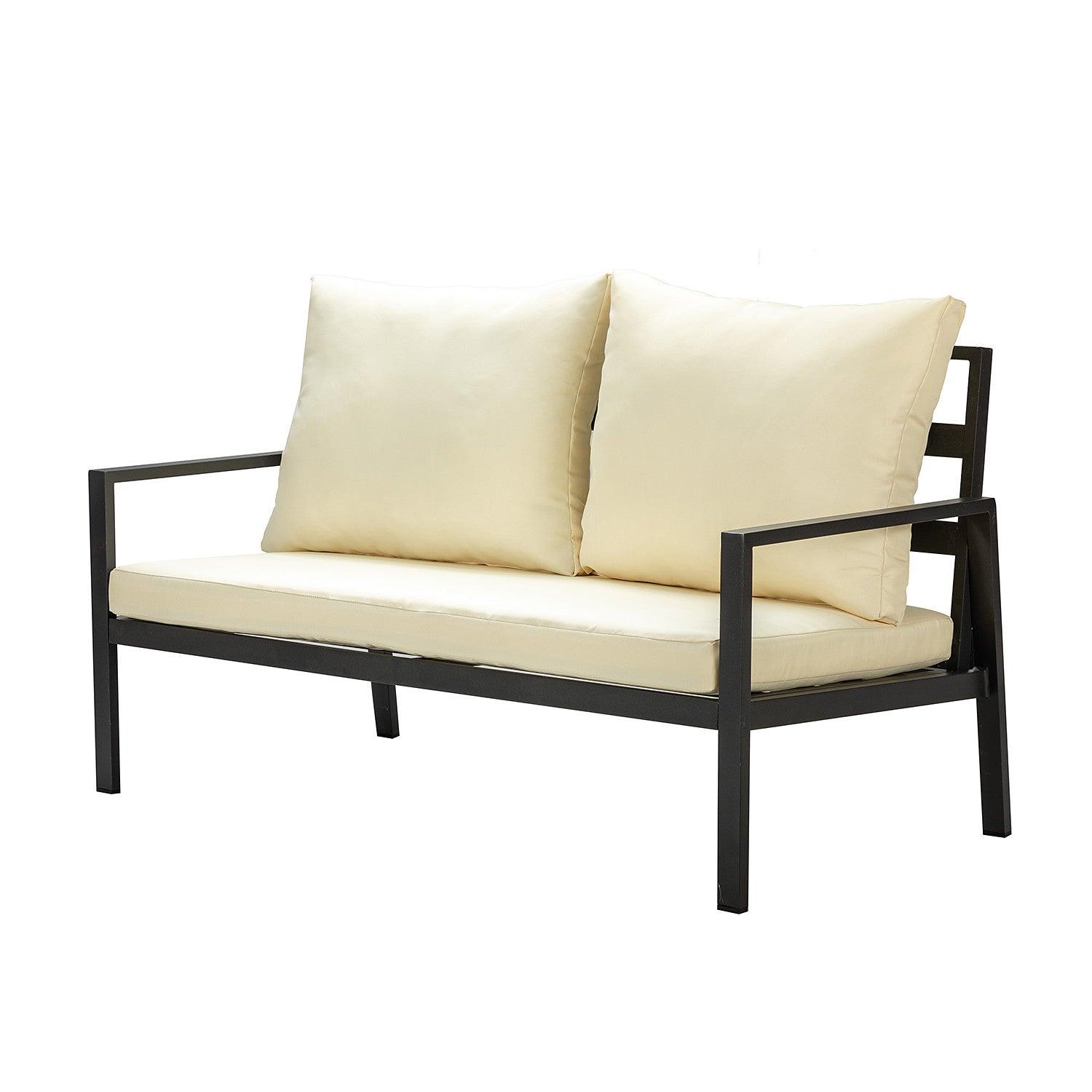 Black Lines and Ivory Outdoor Sofa Seating and Table Set - AFS