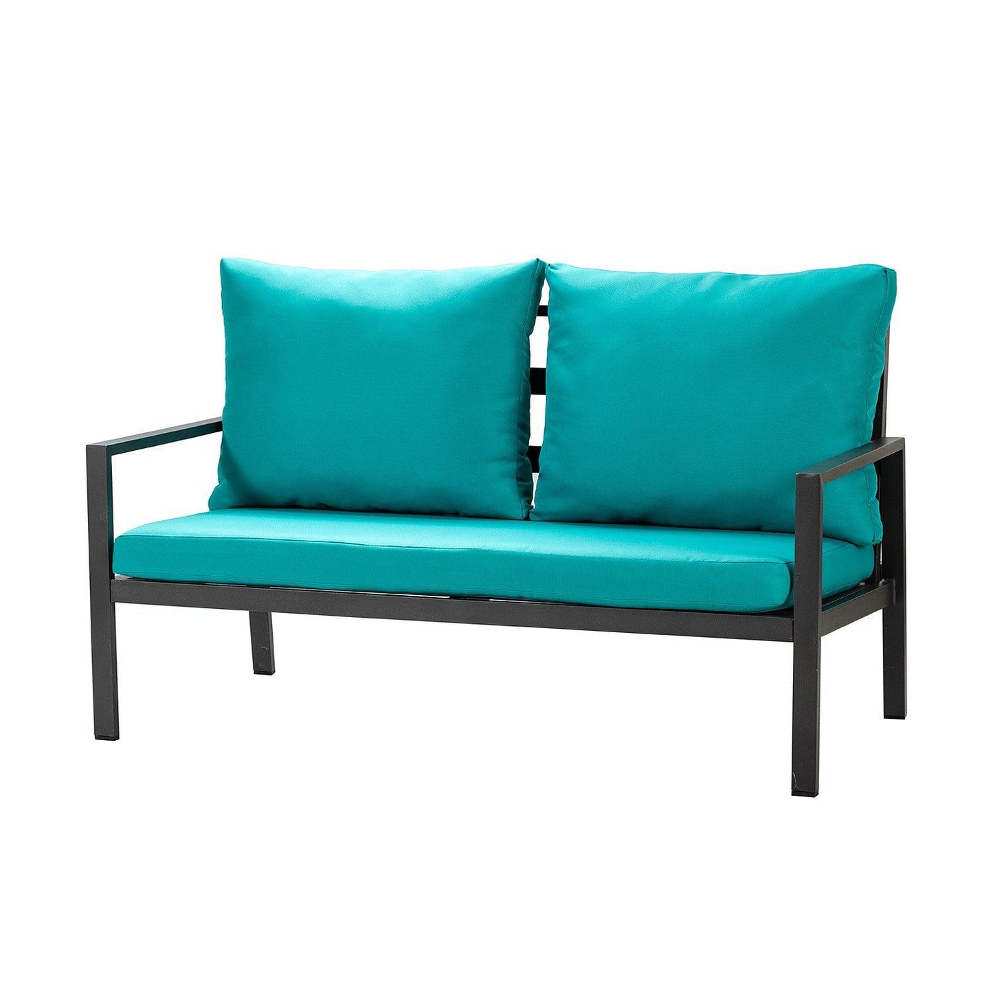 Black Lines and Aqua Outdoor Sofa Seating and Table Set - AFS