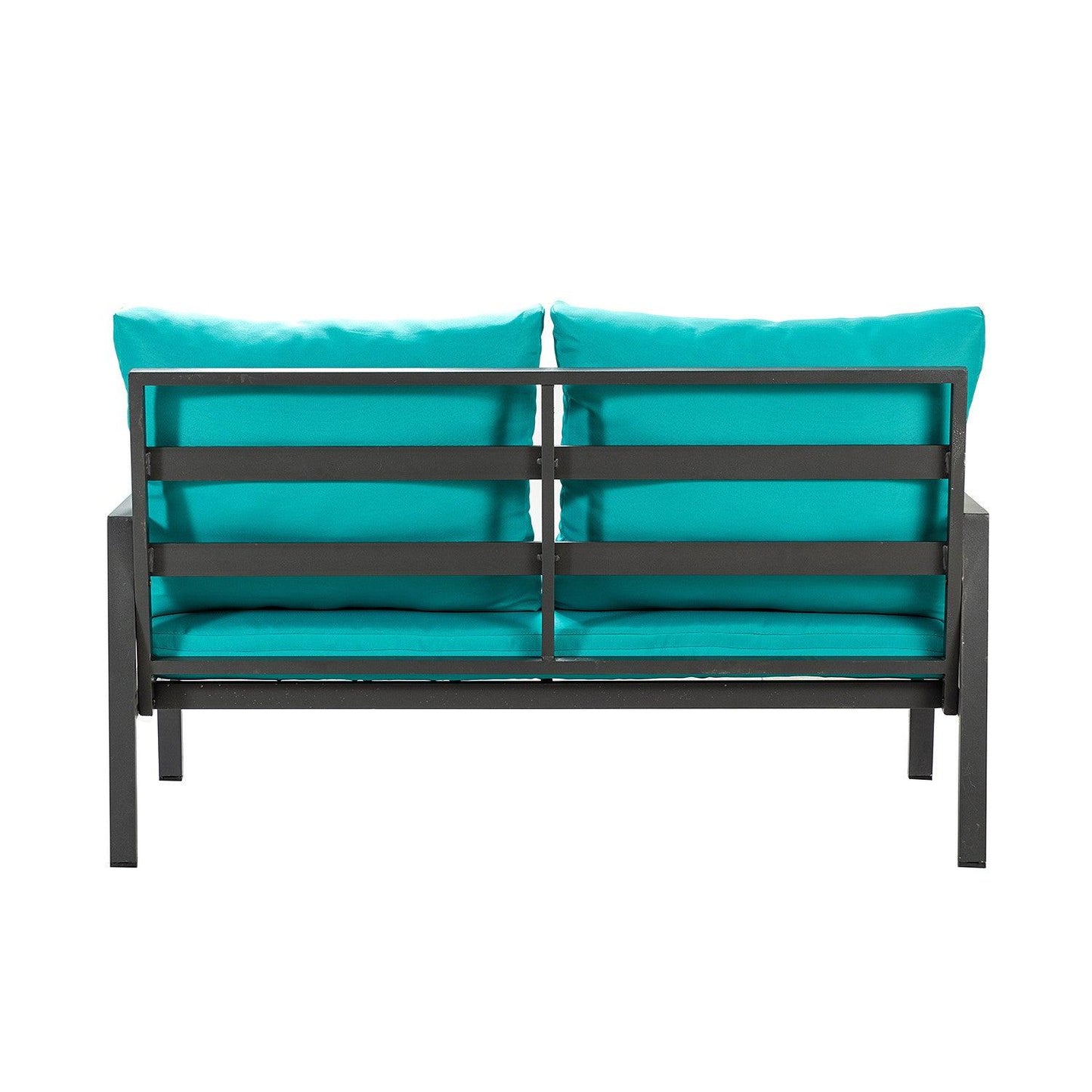 Black Lines and Aqua Outdoor Sofa Seating and Table Set - AFS