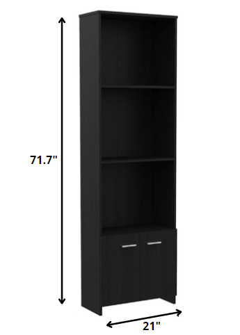 Sleek and Modern Black Wengue Living Room Bookcase - AFS