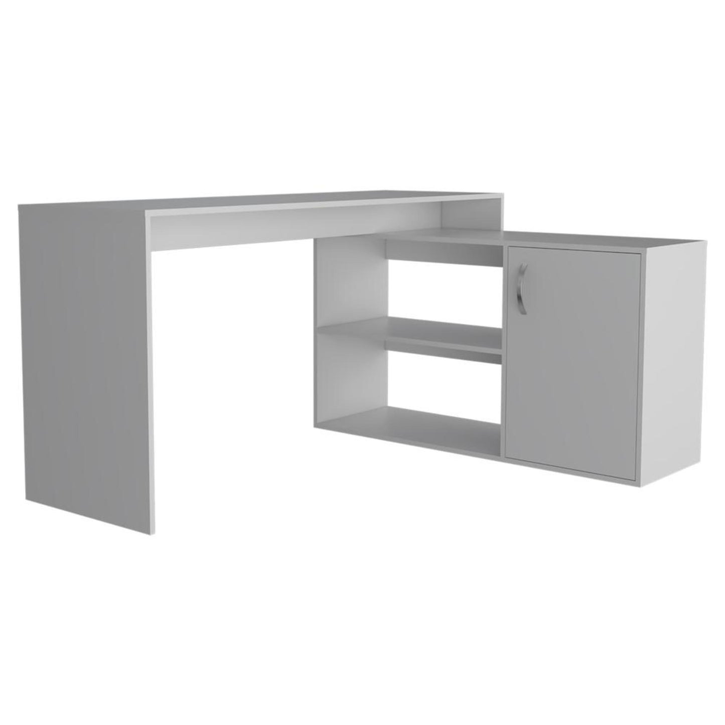 Sleek White L Shape Office Desk - AFS