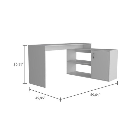 Sleek White L Shape Office Desk - AFS