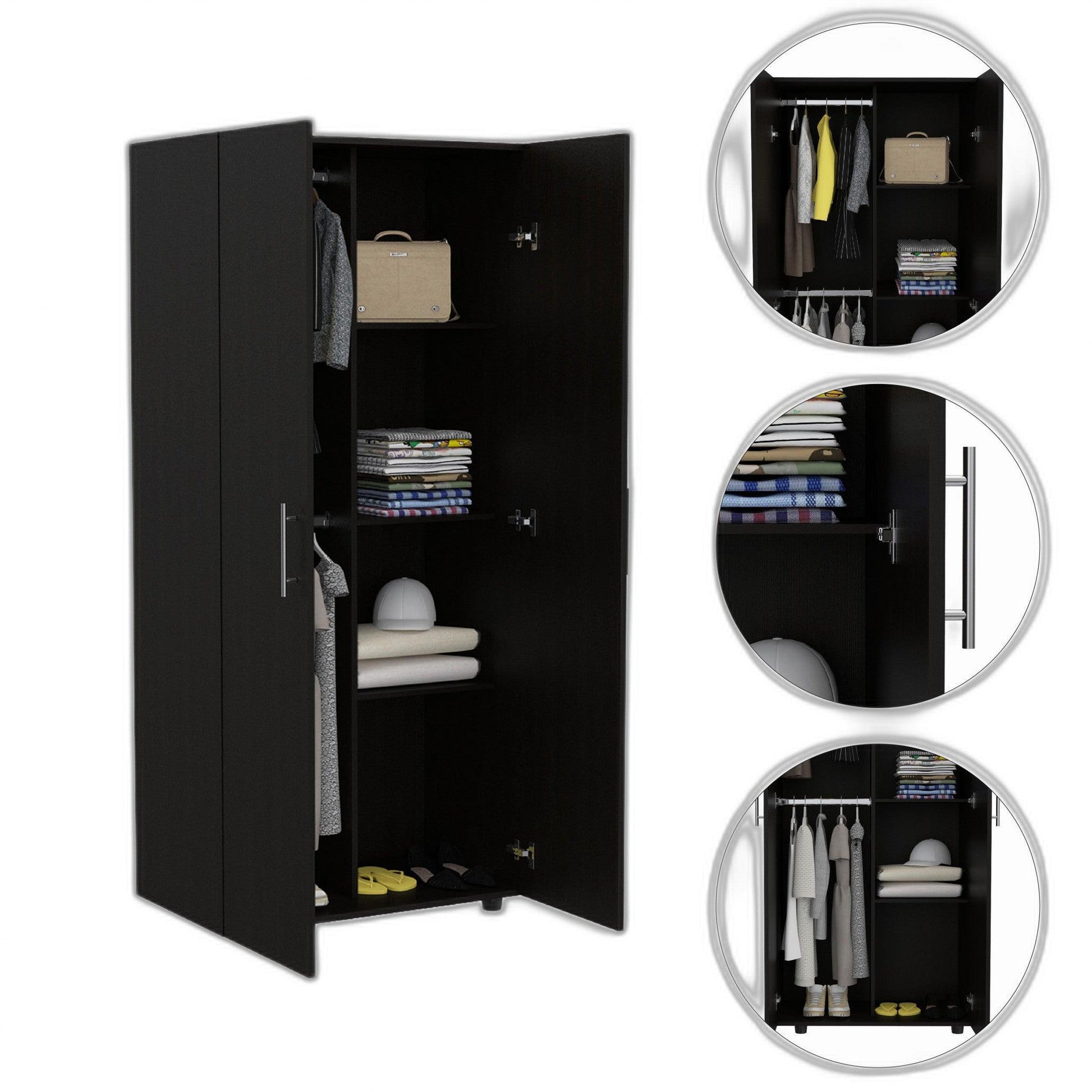 Modern Dark Brown Office Desk with Storage Cabinet - AFS