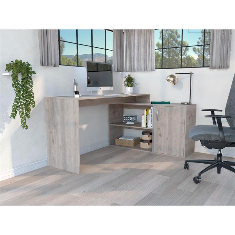 Contemporary and Professional Light Grey Home Office Desk - AFS