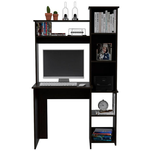 Modern Black Office Desk with Storage Cabinet - AFS