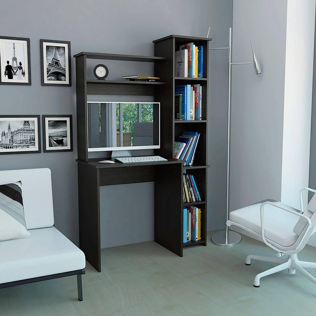 Modern Black Office Desk with Storage Cabinet - AFS