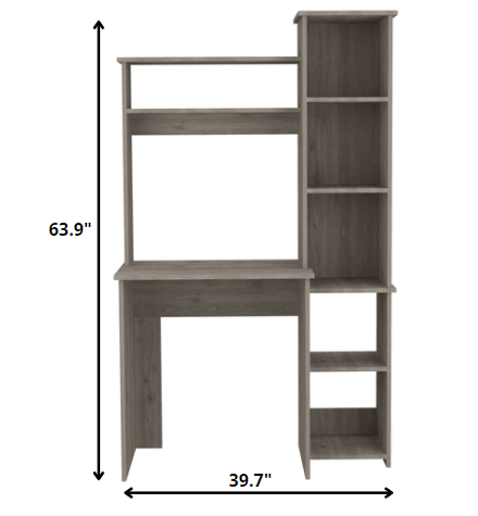 Modern Light Gray Office Desk with Storage Cabinet - AFS