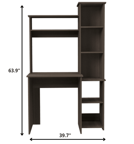 Modern Smokey Oak Office Desk with Storage Cabinet - AFS