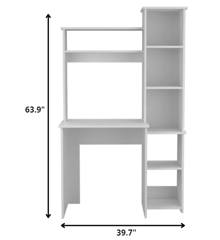 Modern White Office Desk with Storage Cabinet - AFS