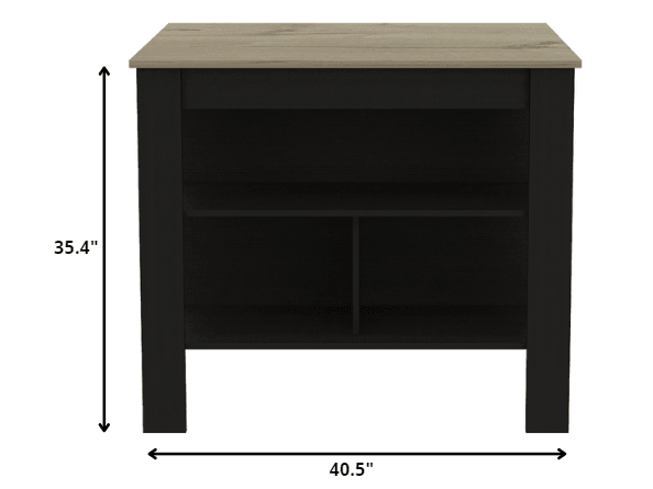 Modern Black Wengue and Light Oak Kitchen Island - AFS