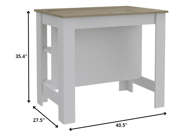 Modern White and Light Oak Kitchen Island - AFS