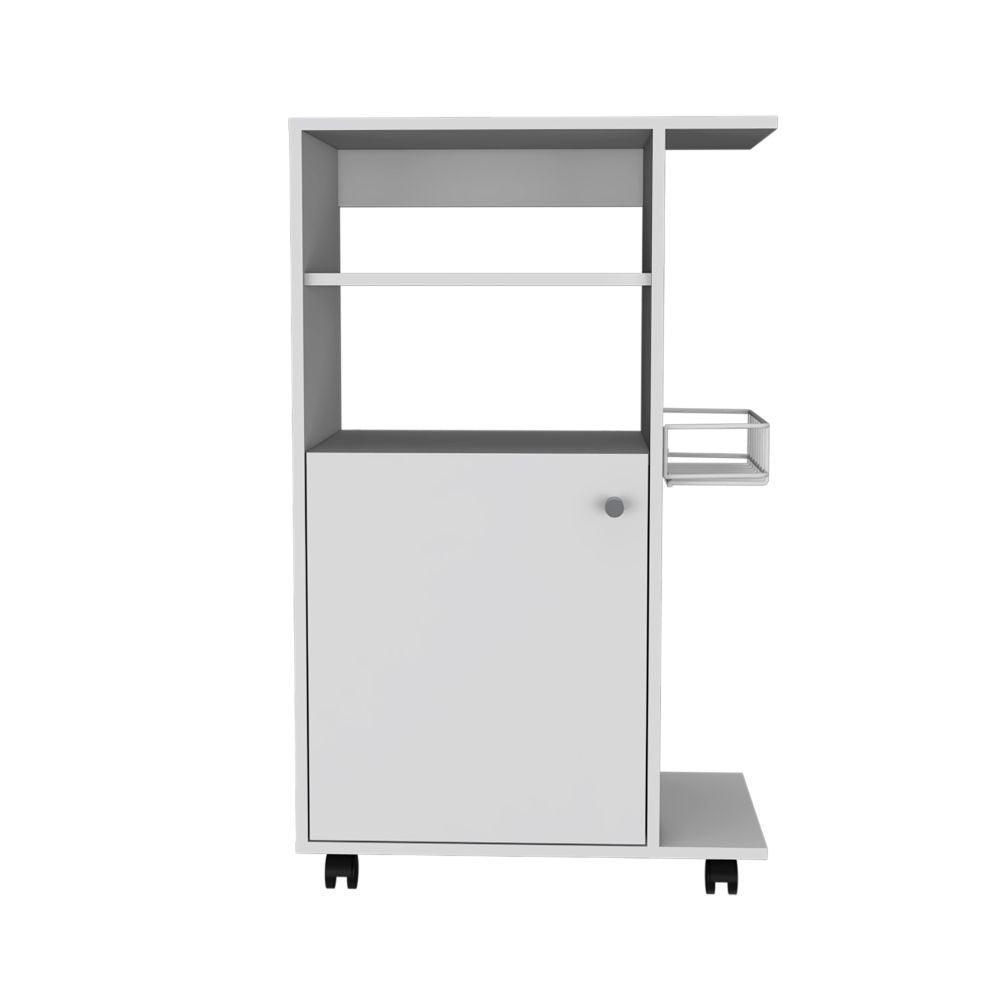 Contemporary White Rolling Kitchen Cart - AFS