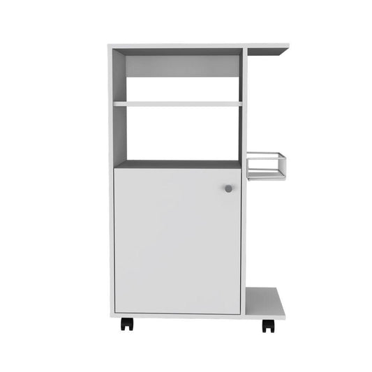 Contemporary White Rolling Kitchen Cart - AFS