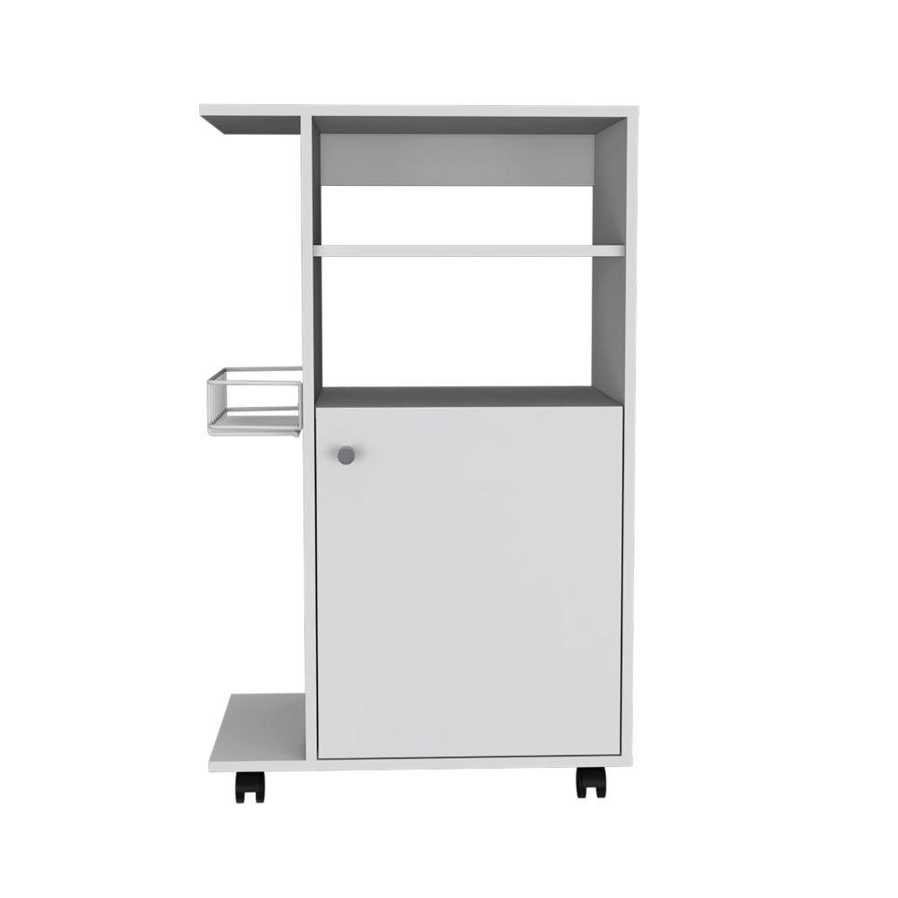 Contemporary White Rolling Kitchen Cart - AFS