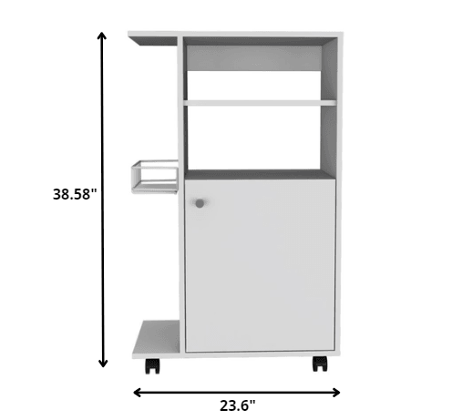 Contemporary White Rolling Kitchen Cart - AFS