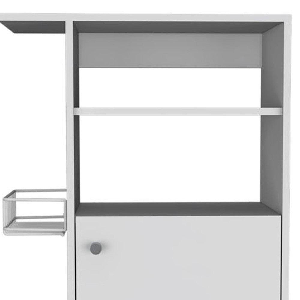 Contemporary White Rolling Kitchen Cart - AFS