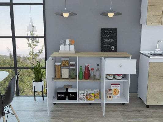 Sleek and Modern White Pine Kitchen Island Cart - AFS