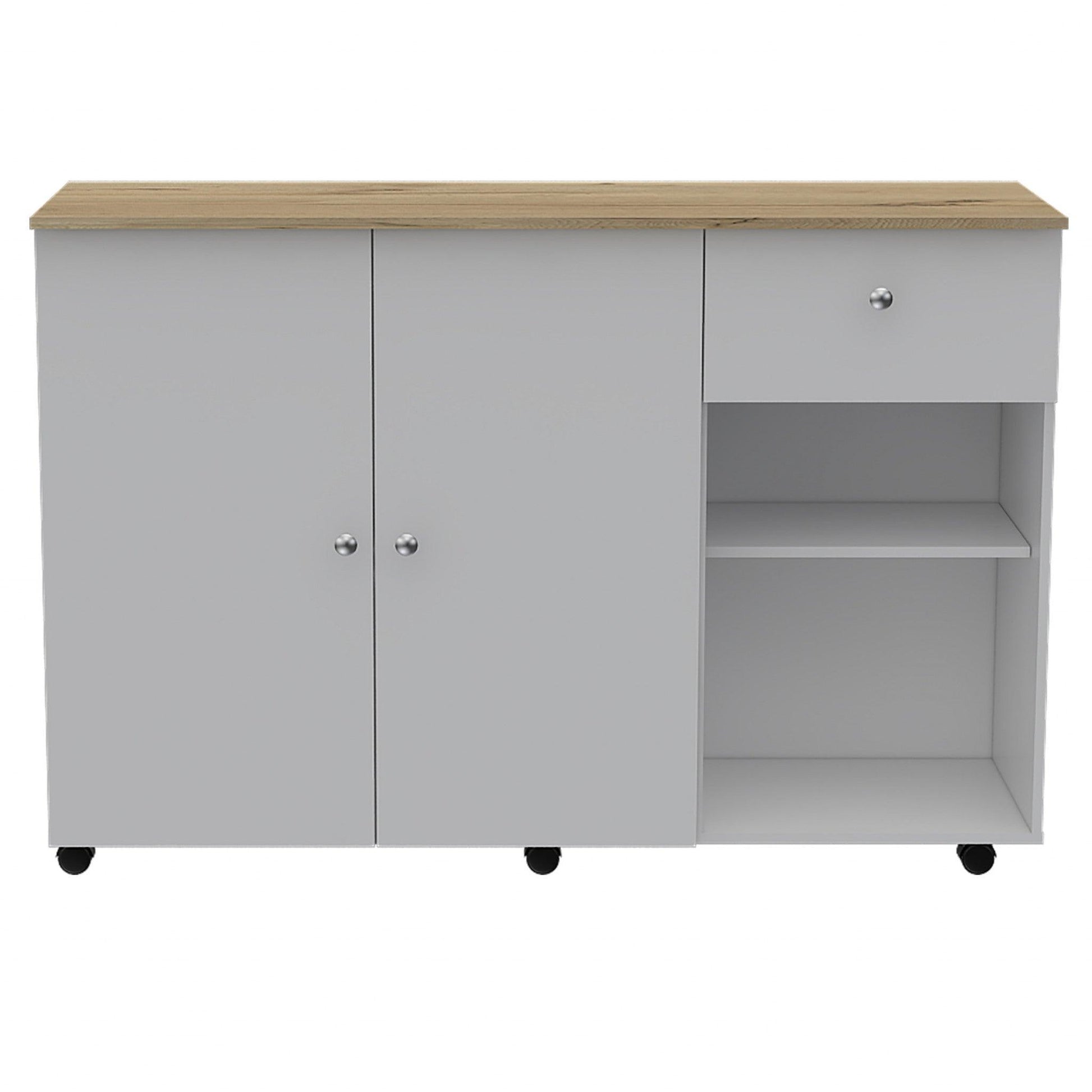 Sleek and Modern White Pine Kitchen Island Cart - AFS