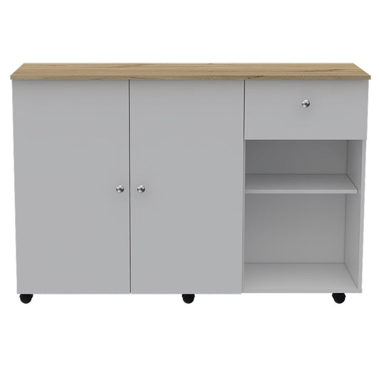 Sleek and Modern White Pine Kitchen Island Cart - AFS