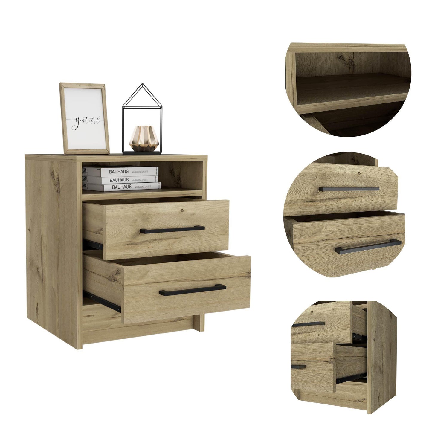 Sophisticated and Stylish Light Grey Nightstand - AFS