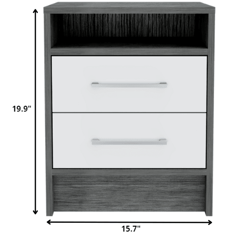 Sophisticated and Stylish Smokey Oak and White Nightstand - AFS