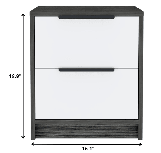 Stylish Smokey Oak and White Two Drawer Nightstand - AFS