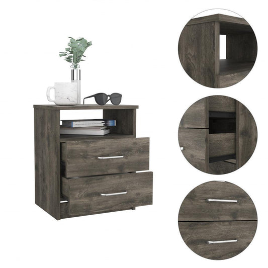 Modern and Stylish Dark Brown Particle Bedroom Nightstand - AFS