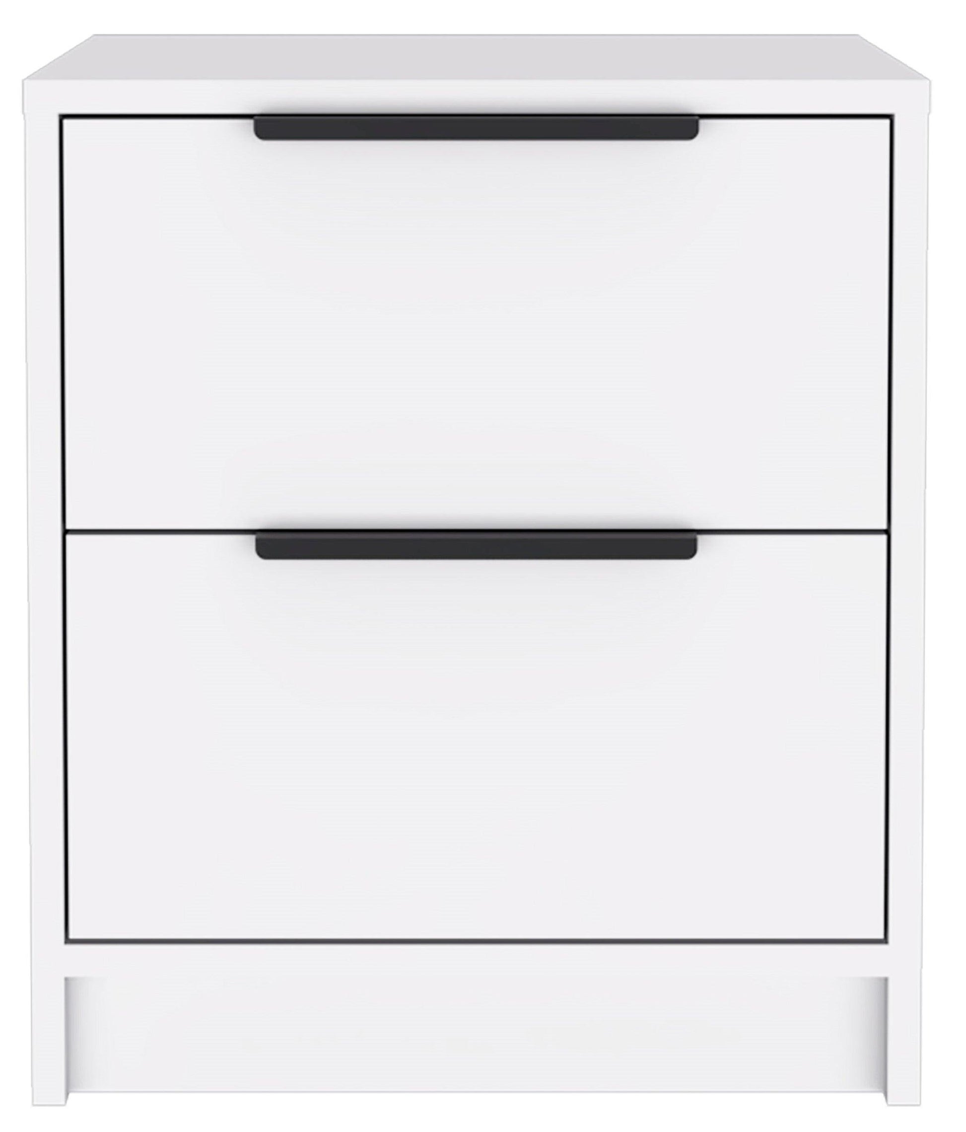 Stylish White Two Drawer Nightstand - AFS