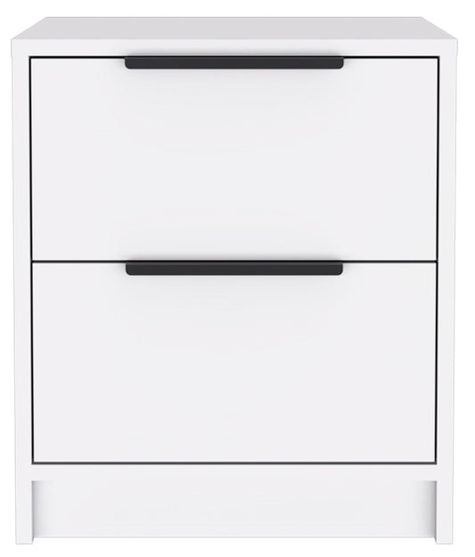 Stylish White Two Drawer Nightstand - AFS