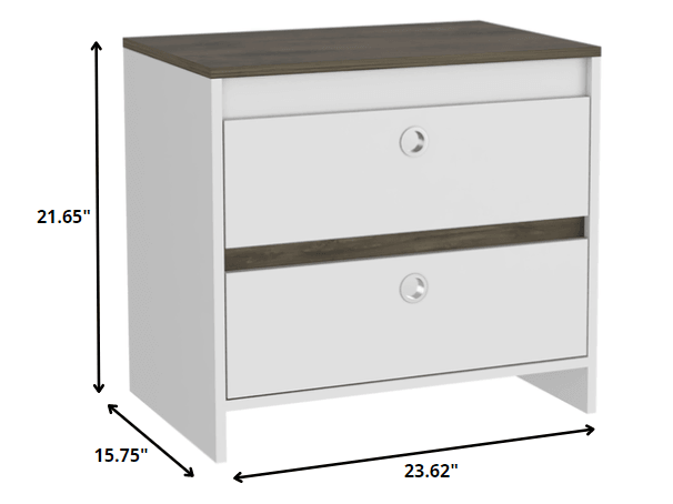 Modern and Minimalist White and Dark Brown Board Nightstand - AFS