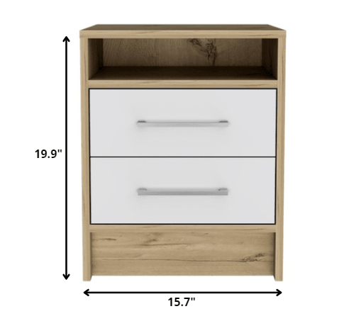 Sophisticated and Stylish White and Light Oak Nightstand - AFS