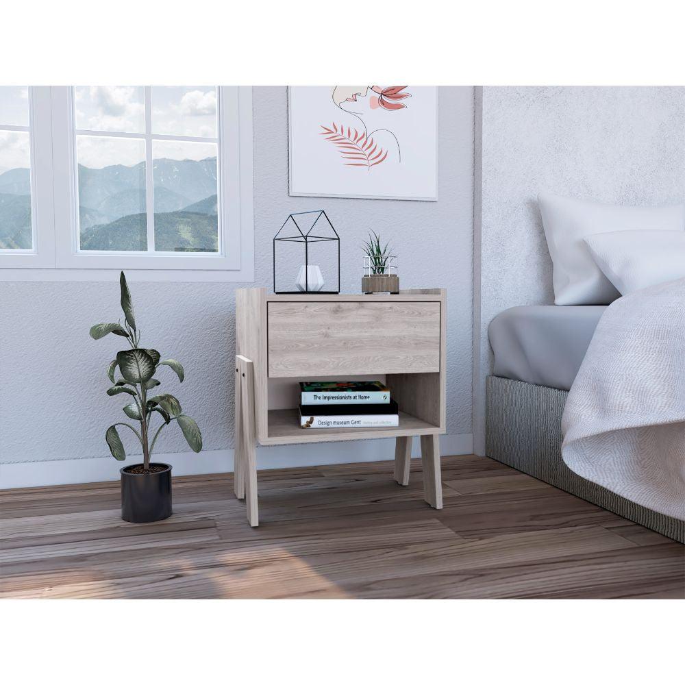 Sleek and Trendy Light Grey Bedroom Nightstand - AFS