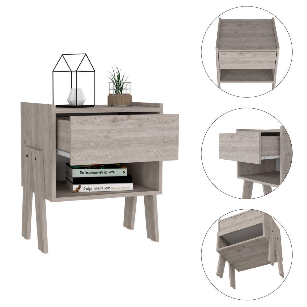 Sleek and Trendy Light Grey Bedroom Nightstand - AFS