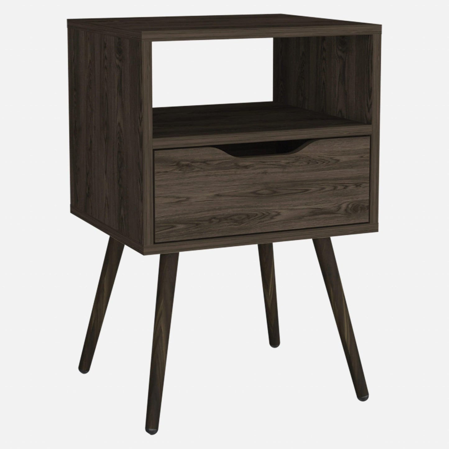 Modern Dark Walnut Bedroom Nightstand - AFS