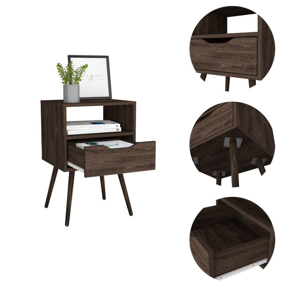 Modern Dark Walnut Bedroom Nightstand - AFS